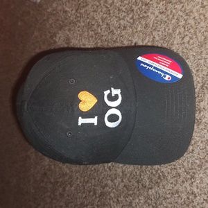 Champion "I Love OG" Custom Embroidered Dad Adjustable Strapback Black Hat Rare